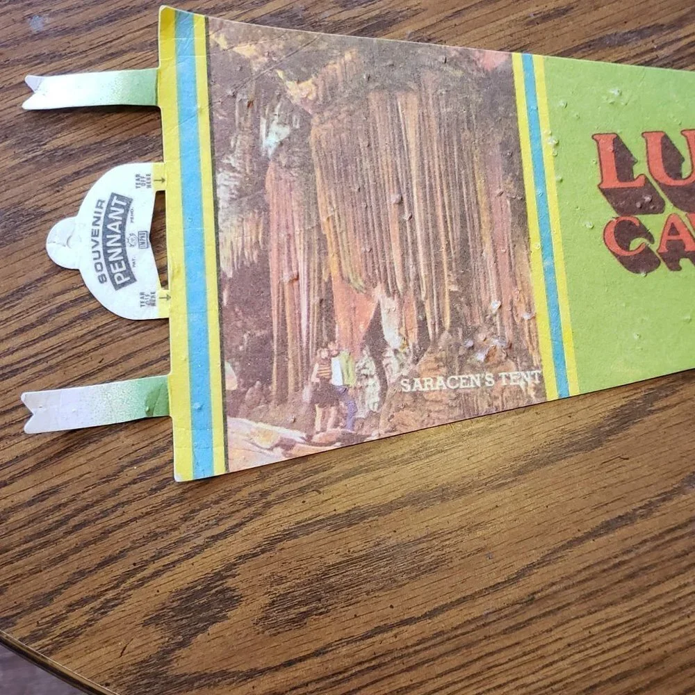 Vintage Luray Caverns Virgina 25 Inch Pennant Cars & Carriage Caravan